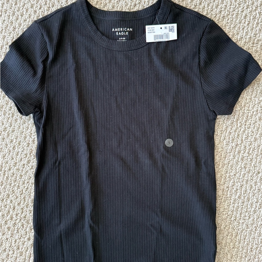 American Eagle Outfitters Black Ribbed Tee